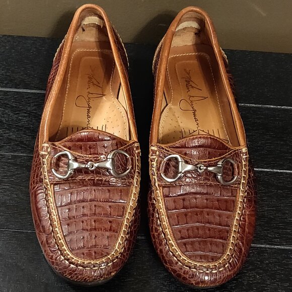 Martin Dingman Saxon Horse Bit Loafers Crocodile Grain Leather 8.5 M - Picture 9 of 10